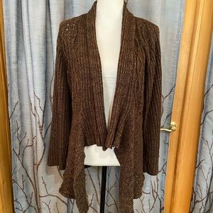 89th &Madison 1X waterfall open cardi brown beige